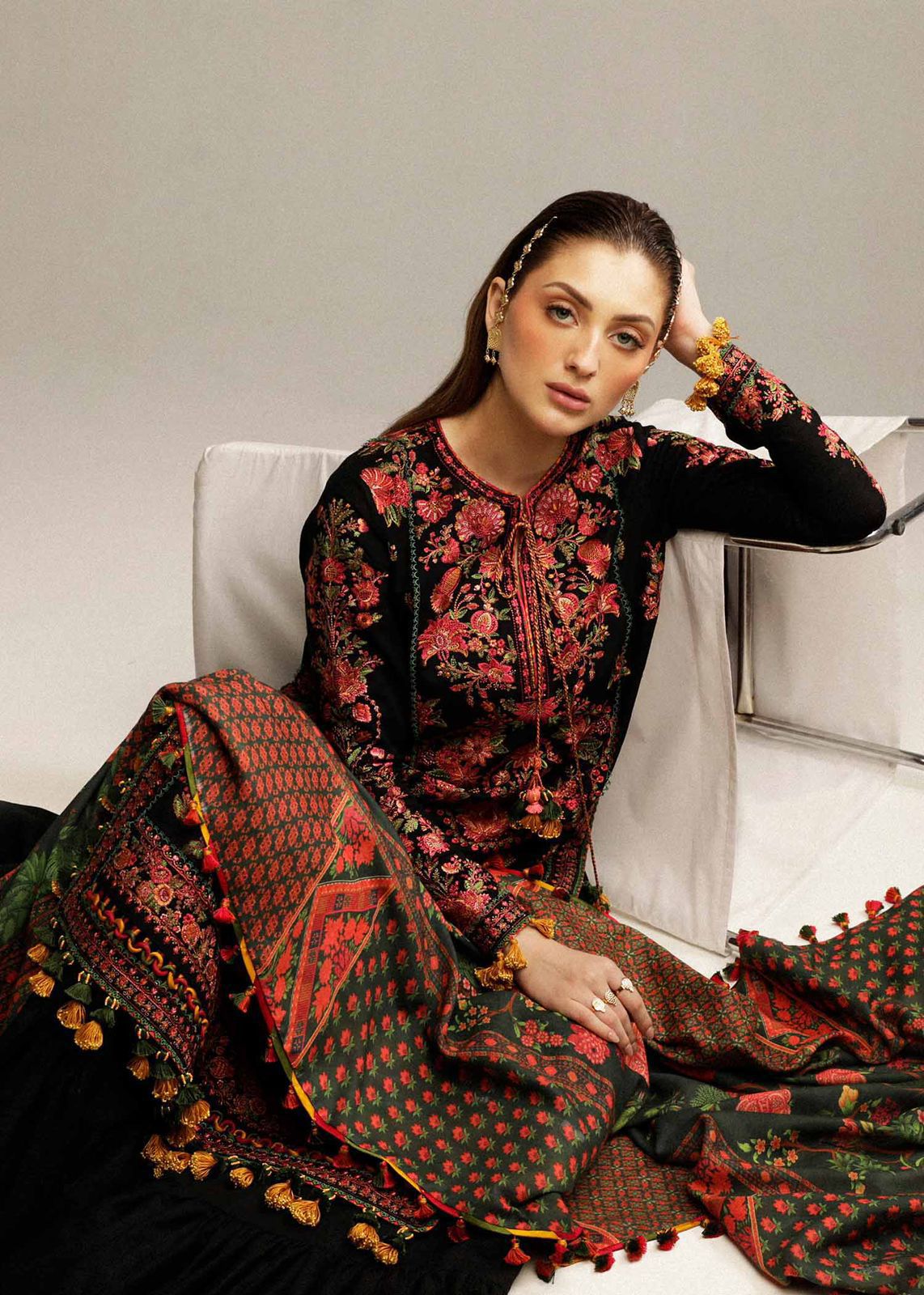 Heavy Embroidered Pure Dhanak – Hussain Rehar Winter Edition