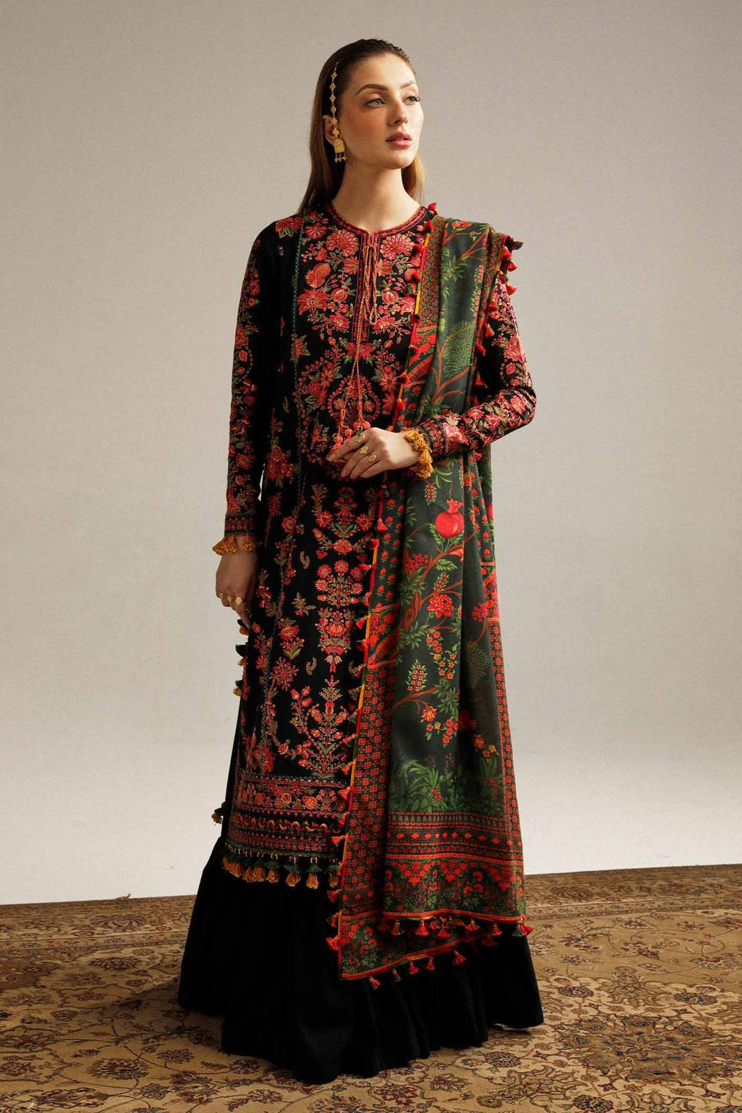 Heavy Embroidered Pure Dhanak – Hussain Rehar Winter Edition