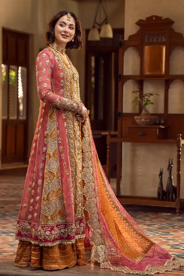 Crimson Chiffon 3-Pc – Unstitch Replica with Sequin & Handwork